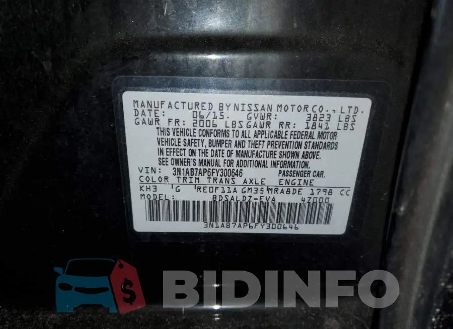 3N1AB7AP6FY300646 Photo# 12