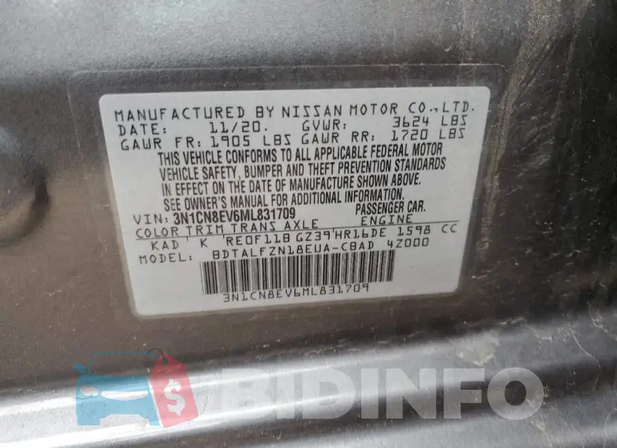 3N1CN8EV6ML831709 Photo# 12