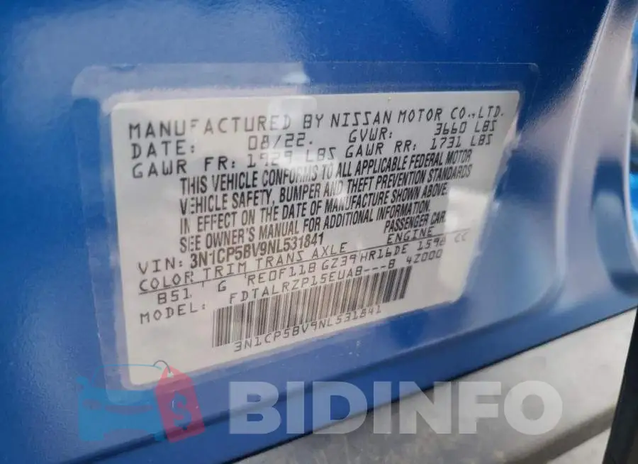 3N1CP5BV9NL531841 Photo# 10