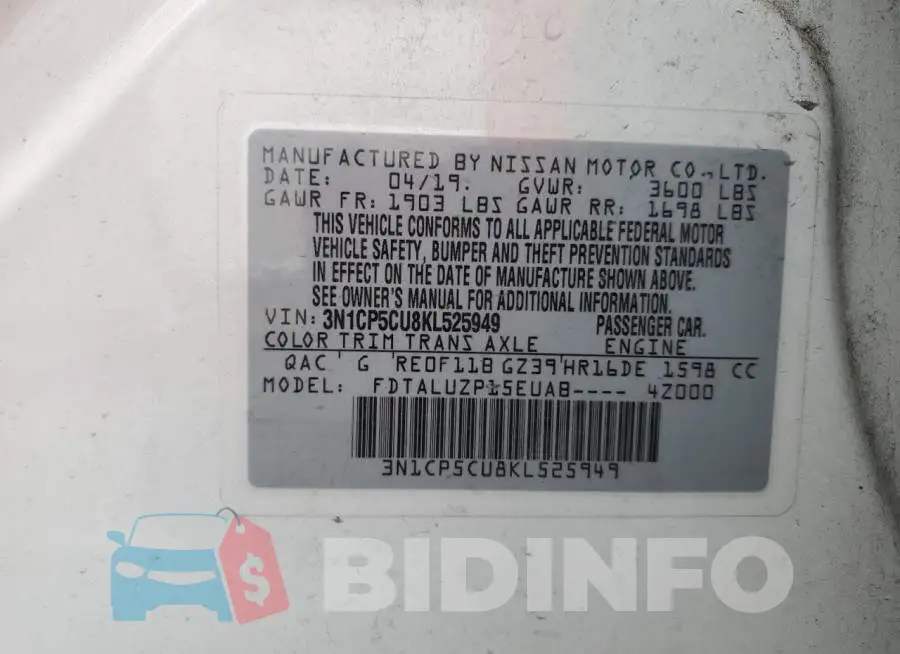 3N1CP5CU8KL525949 Photo# 13