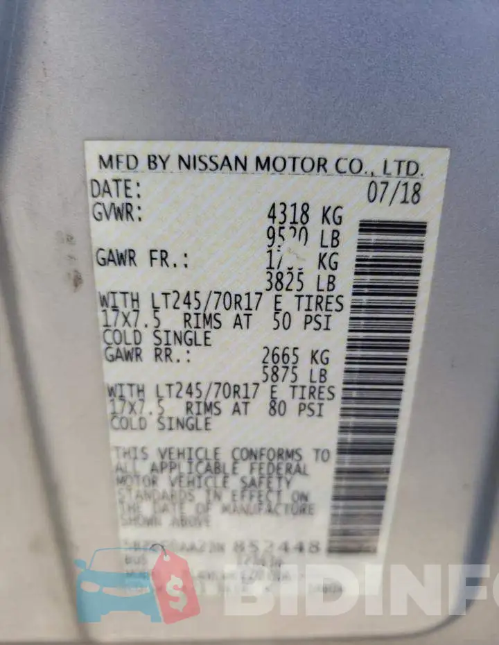 5BZBF0AA2JN852448 Photo# 13