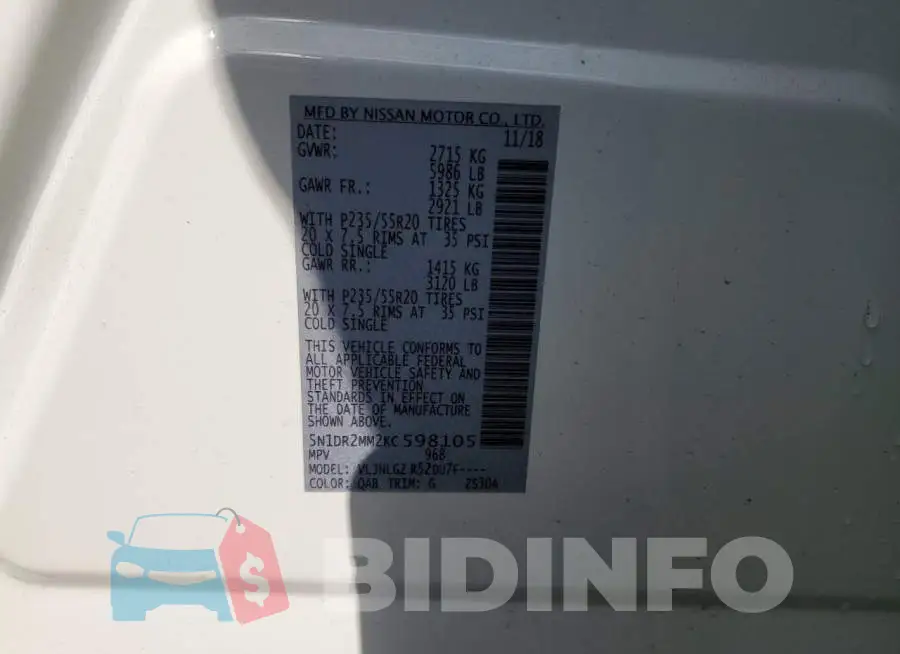 5N1DR2MM2KC598105 Photo# 13