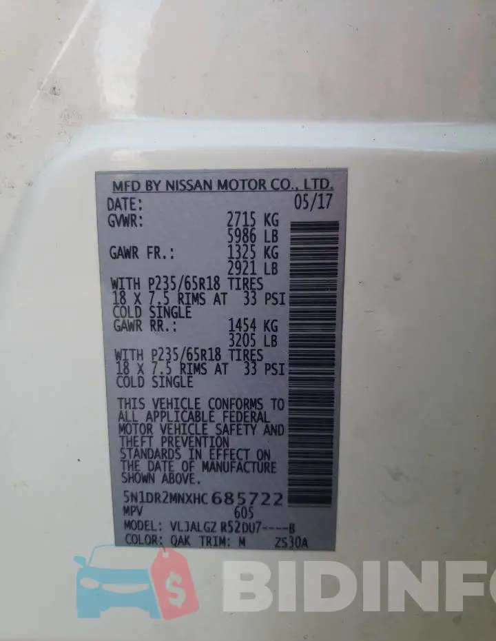 5N1DR2MNXHC685722 Photo# 13