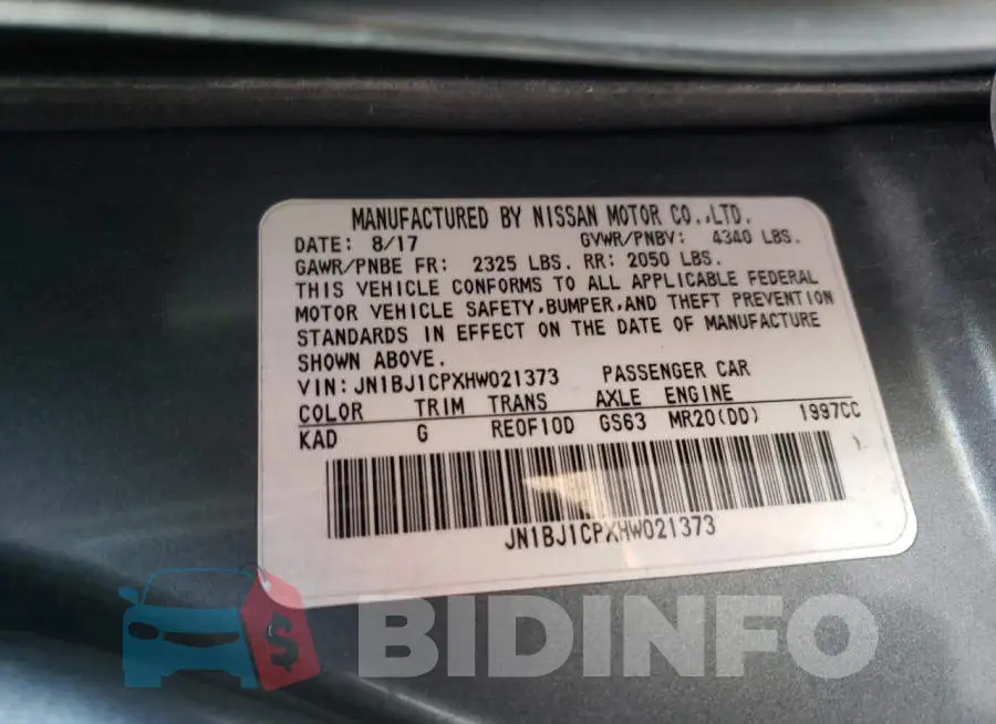 JN1BJ1CPXHW021373 Photo# 12