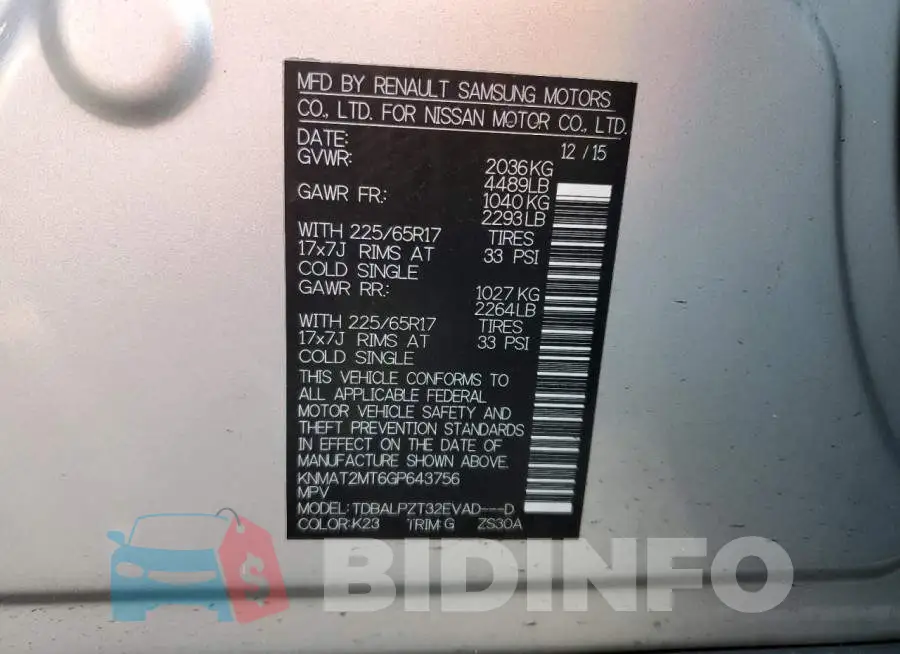 KNMAT2MT6GP643756 Photo# 10