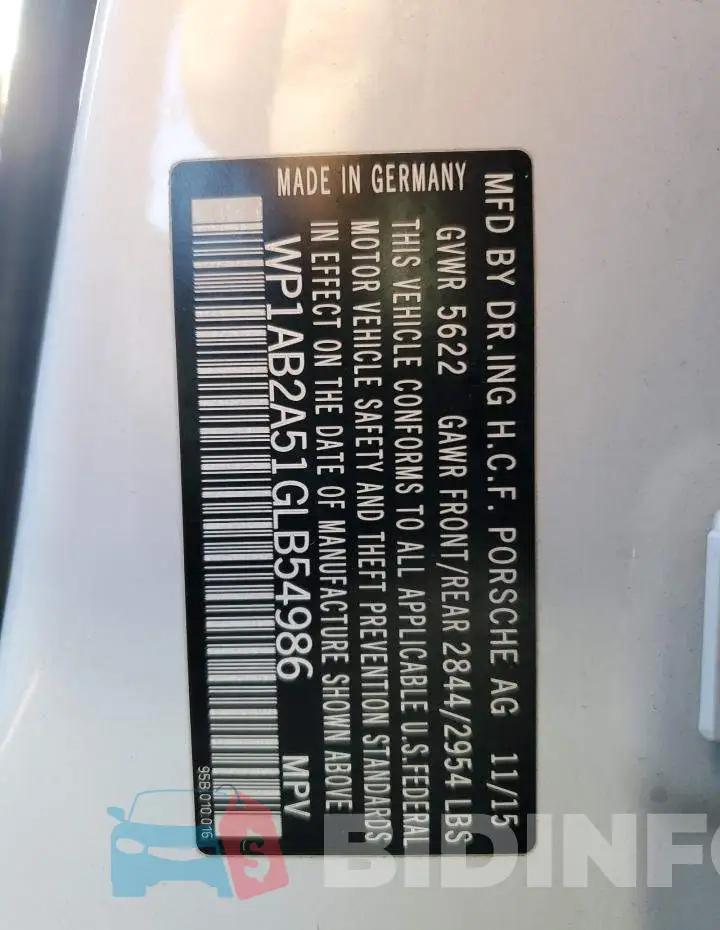 WP1AB2A51GLB54986 Photo# 13