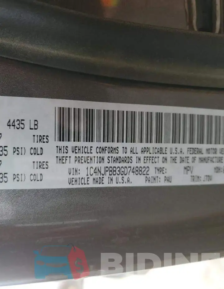 1C4NJPBB3GD748822 Photo# 13