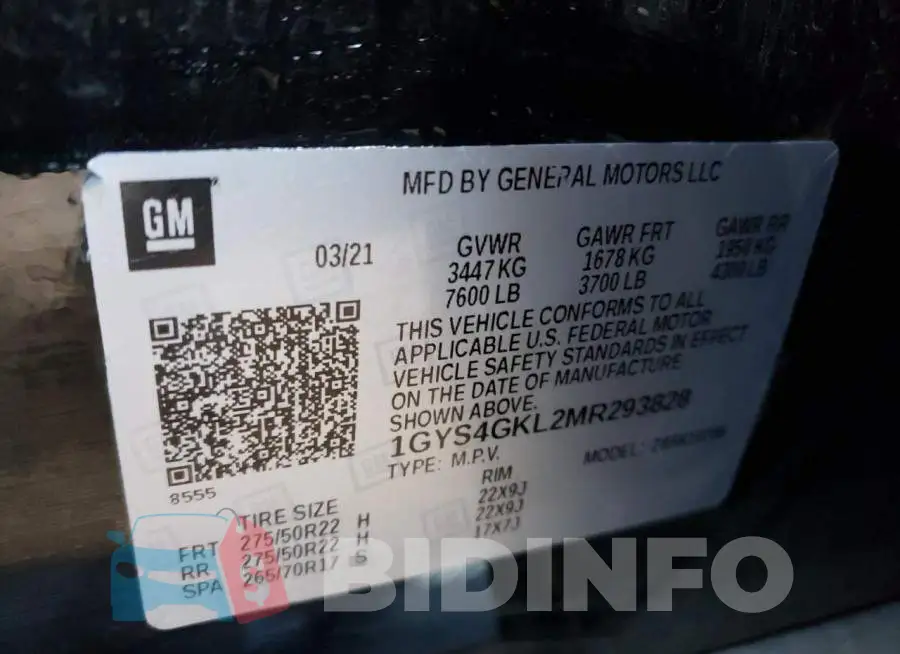 1GYS4GKL2MR293828 Photo# 10