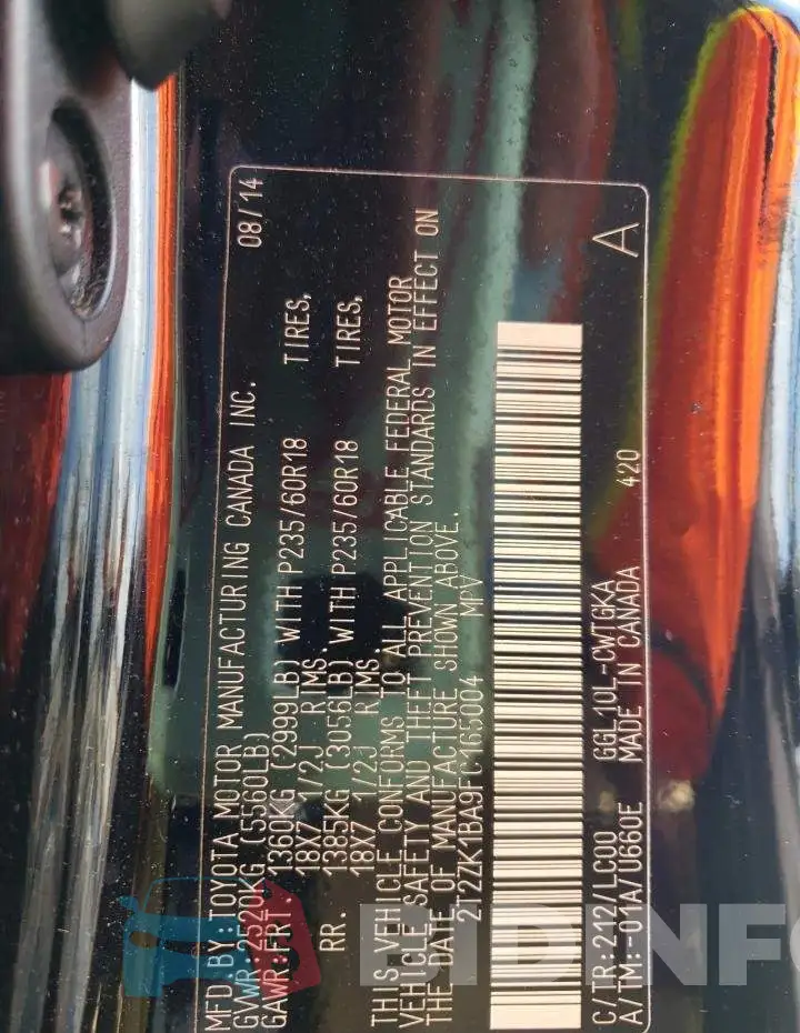 2T2ZK1BA9FC165004 Photo# 14