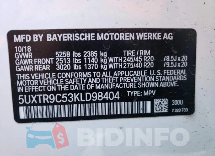 5UXTR9C53KLD98404 Photo# 14