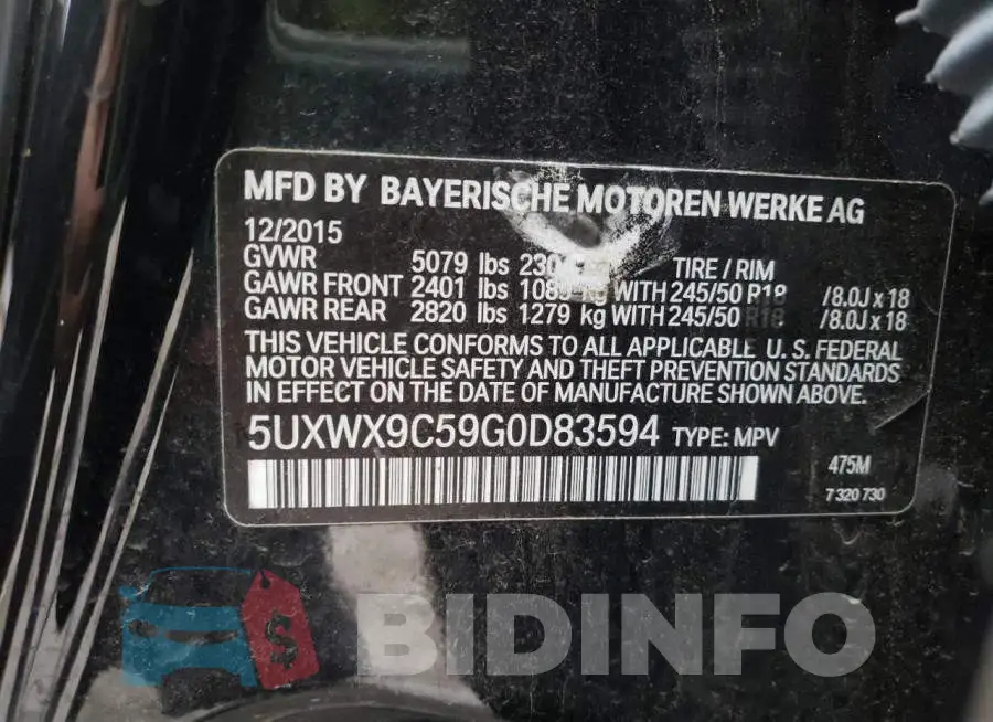 5UXWX9C59G0D83594 Photo# 13