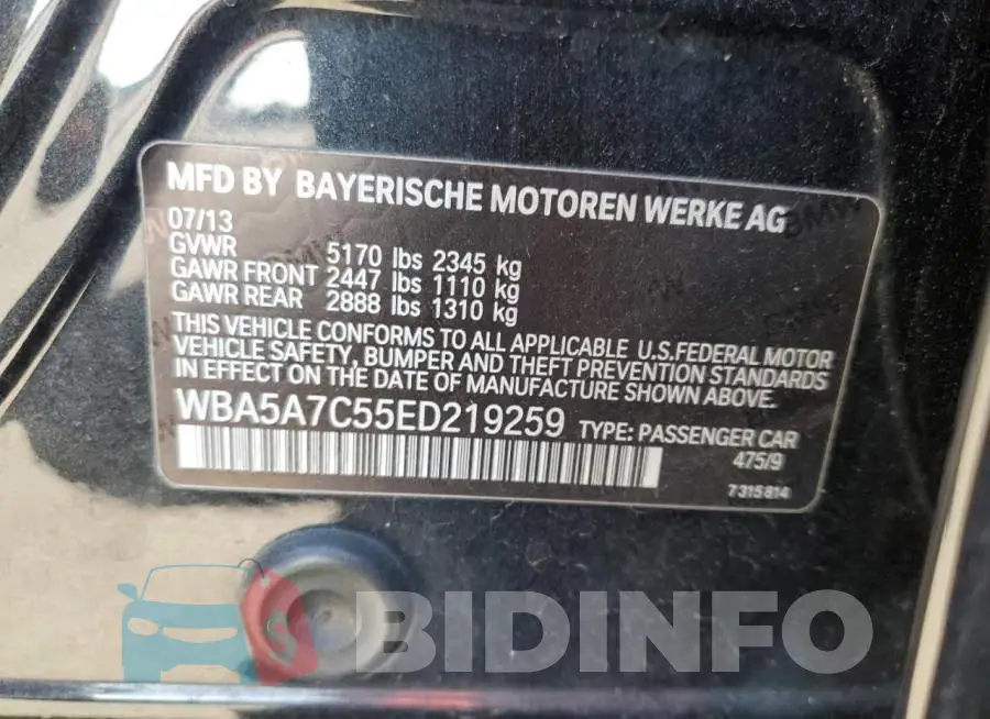 WBA5A7C55ED219259 Photo# 12