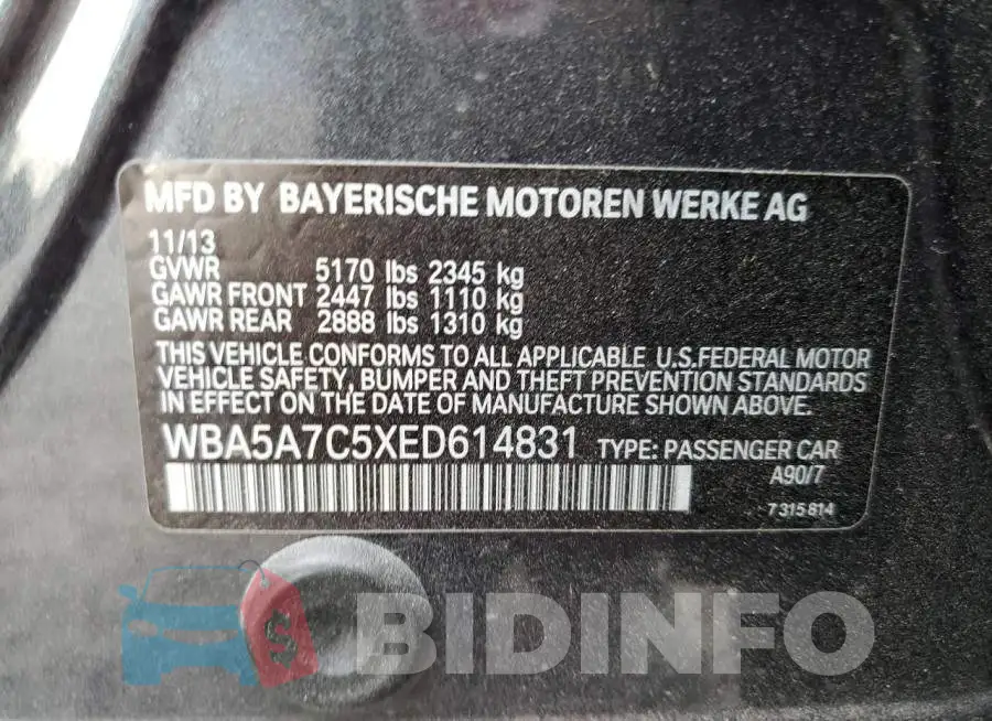 WBA5A7C5XED614831 Photo# 12
