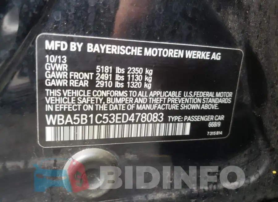 WBA5B1C53ED478083 Photo# 12