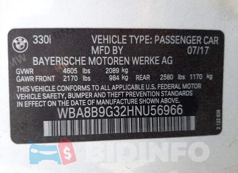WBA8B9G32HNU56966 Photo# 10