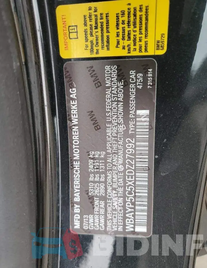 WBAYP5C5XEDZ27992 Photo# 12