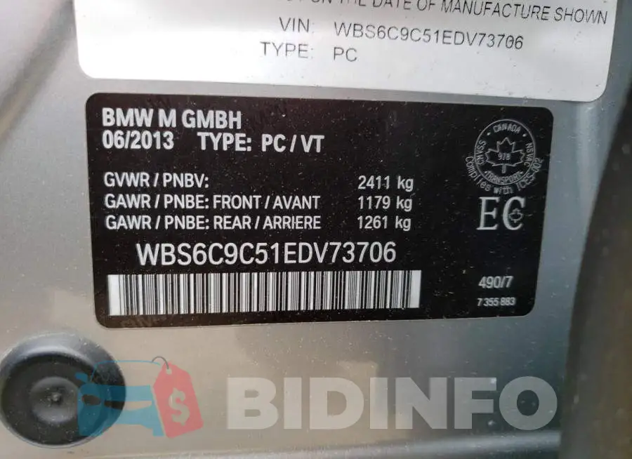 WBS6C9C51EDV73706 Photo# 10