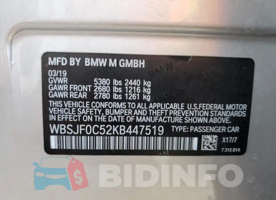 WBSJF0C52KB447519 Photo# 12