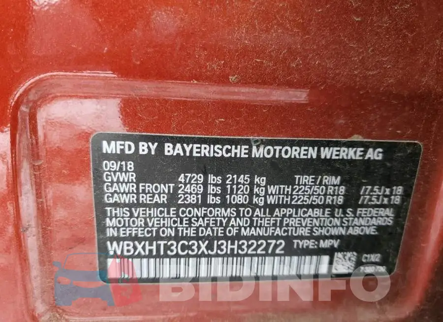 WBXHT3C3XJ3H32272 Photo# 14