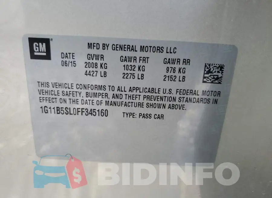1G11B5SL0FF345160 Photo# 12
