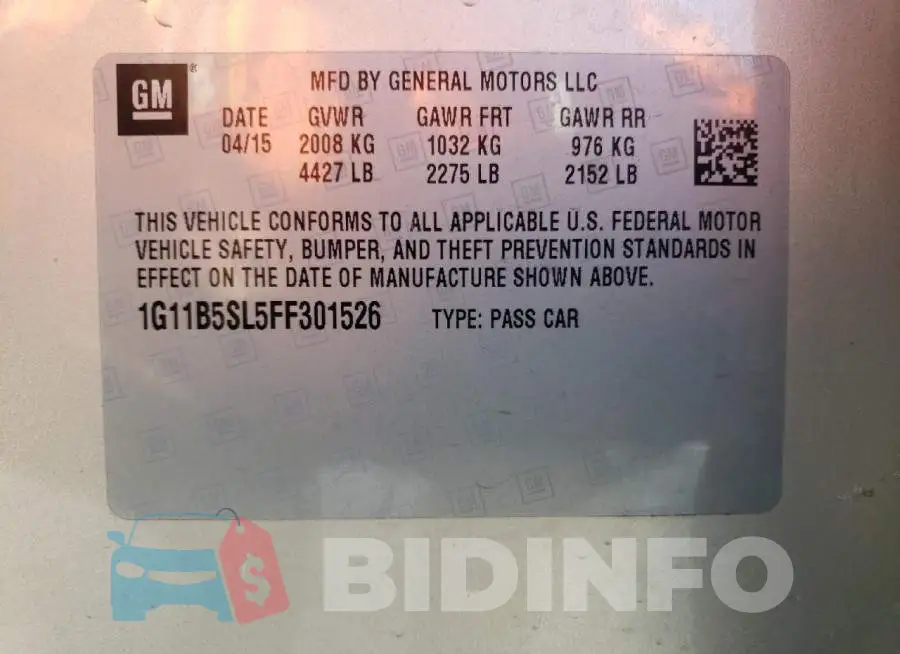 1G11B5SL5FF301526 Photo# 12