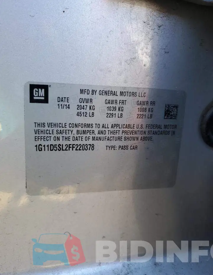 1G11D5SL2FF220378 Photo# 10
