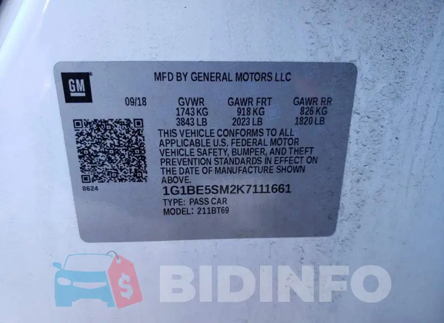 1G1BE5SM2K7111661 Photo# 12