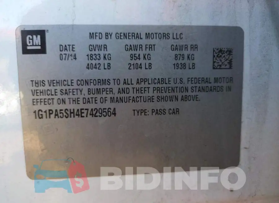 1G1PA5SH4E7429564 Photo# 12