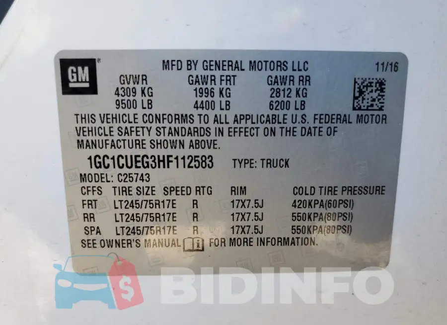 1GC1CUEG3HF112583 Photo# 12