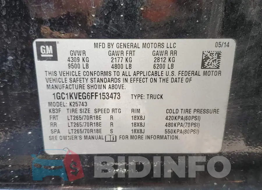 1GC1KVEG6FF153473 Photo# 12