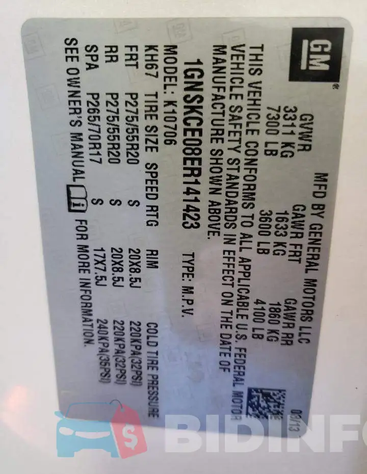 1GNSKCE08ER141423 Photo# 10