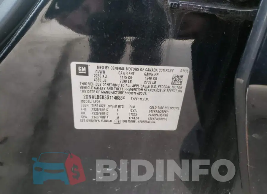2GNALBEK3G1146884 Photo# 14