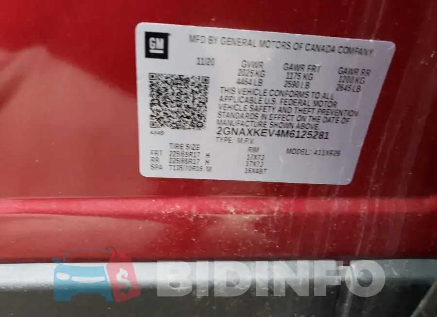 2GNAXKEV4M6125281 Photo# 12