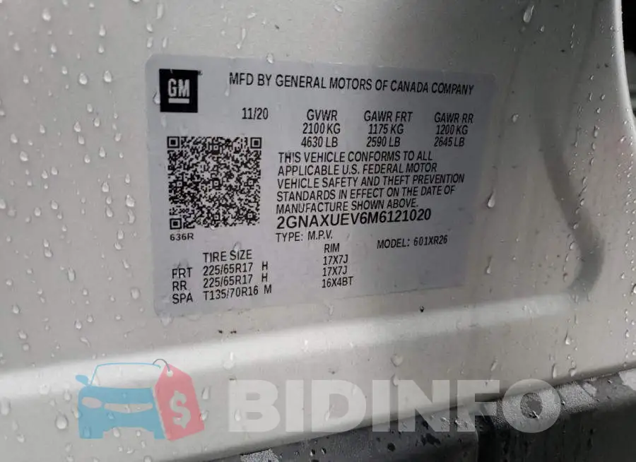 2GNAXUEV6M6121020 Photo# 13