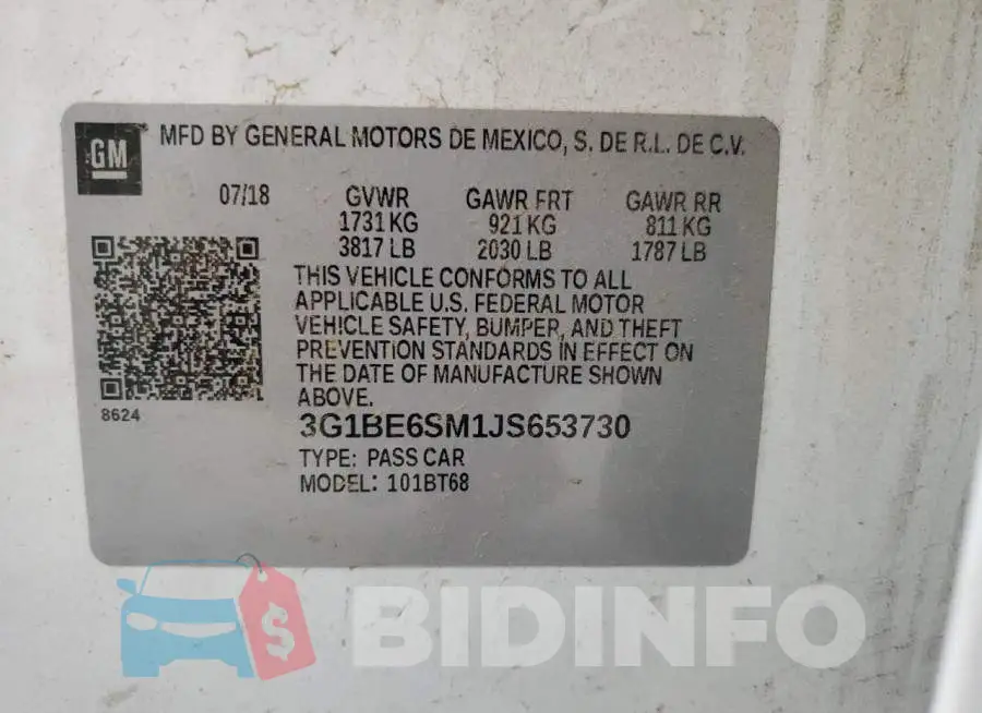 3G1BE6SM1JS653730 Photo# 12