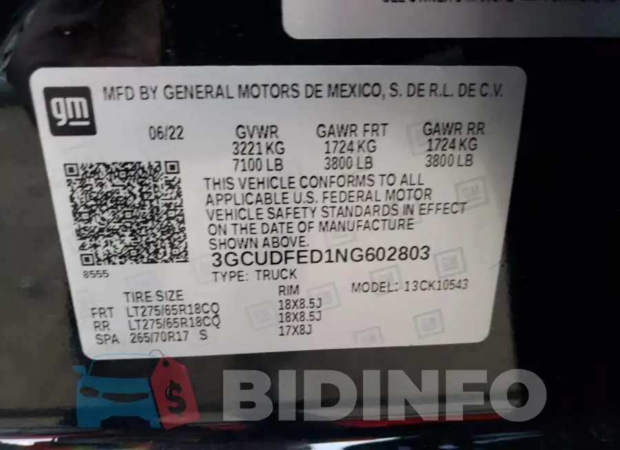 3GCUDFED1NG602803 Photo# 12