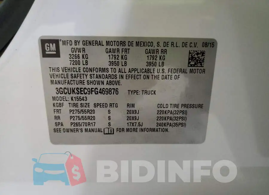 3GCUKSEC9FG469876 Photo# 12