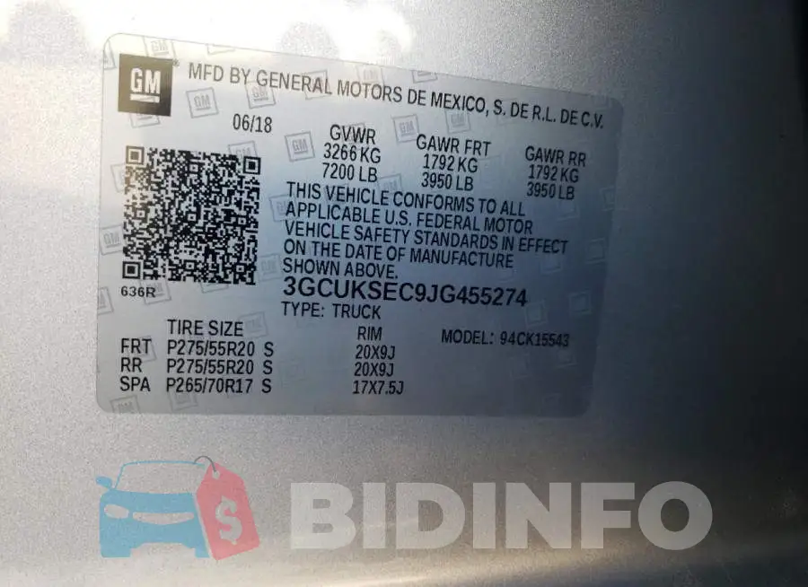 3GCUKSEC9JG455274 Photo# 12