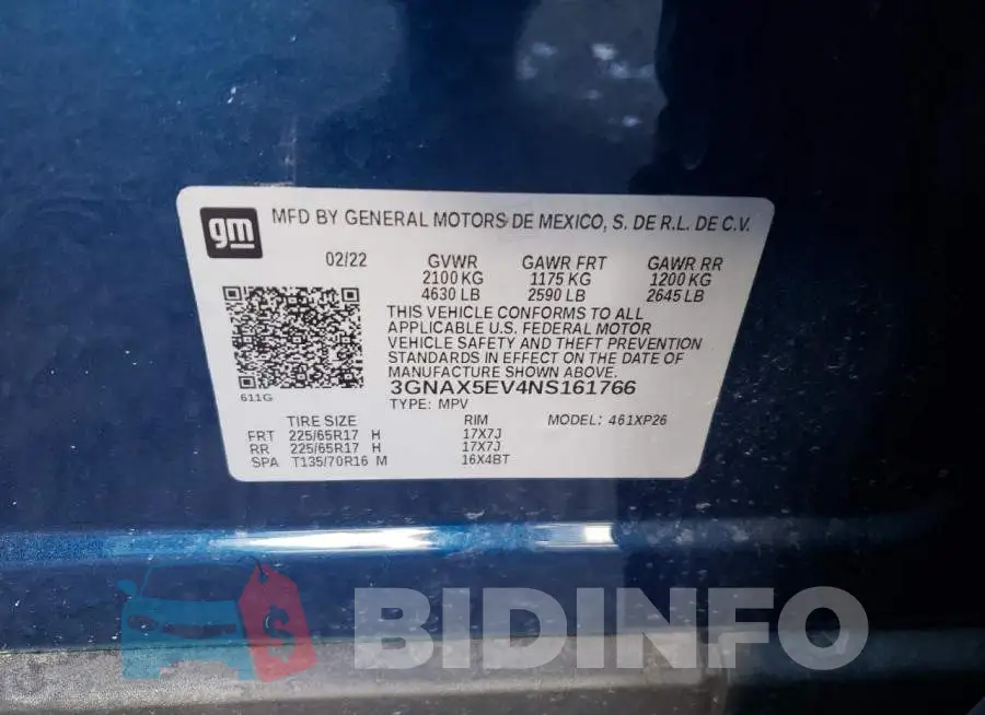 3GNAX5EV4NS161766 Photo# 10