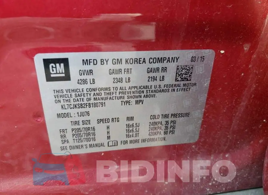 KL7CJKSB2FB180791 Photo# 10