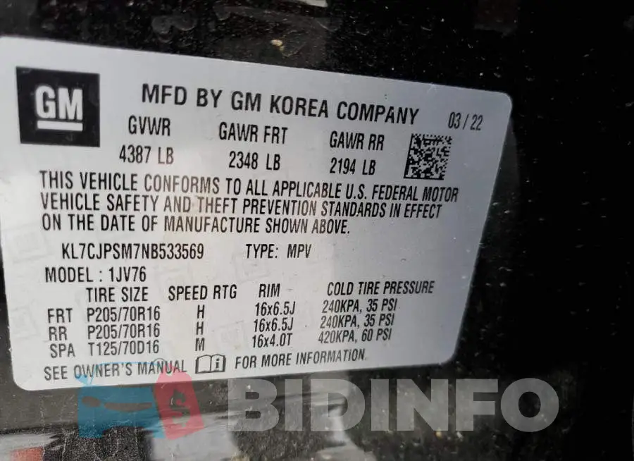 KL7CJPSM7NB533569 Photo# 13