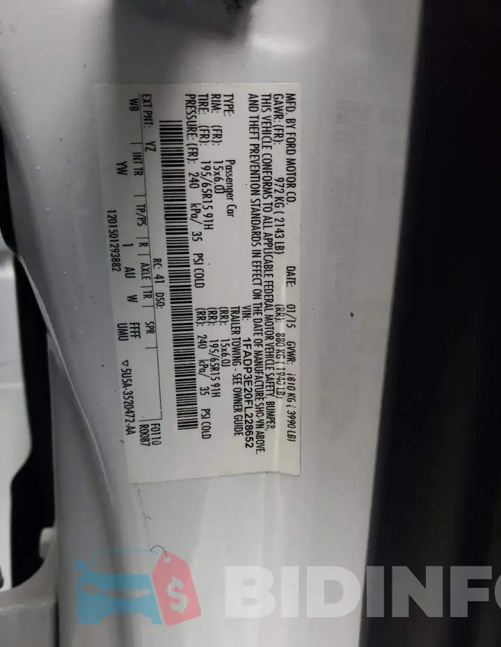 1FADP3E20FL228652 Photo# 12