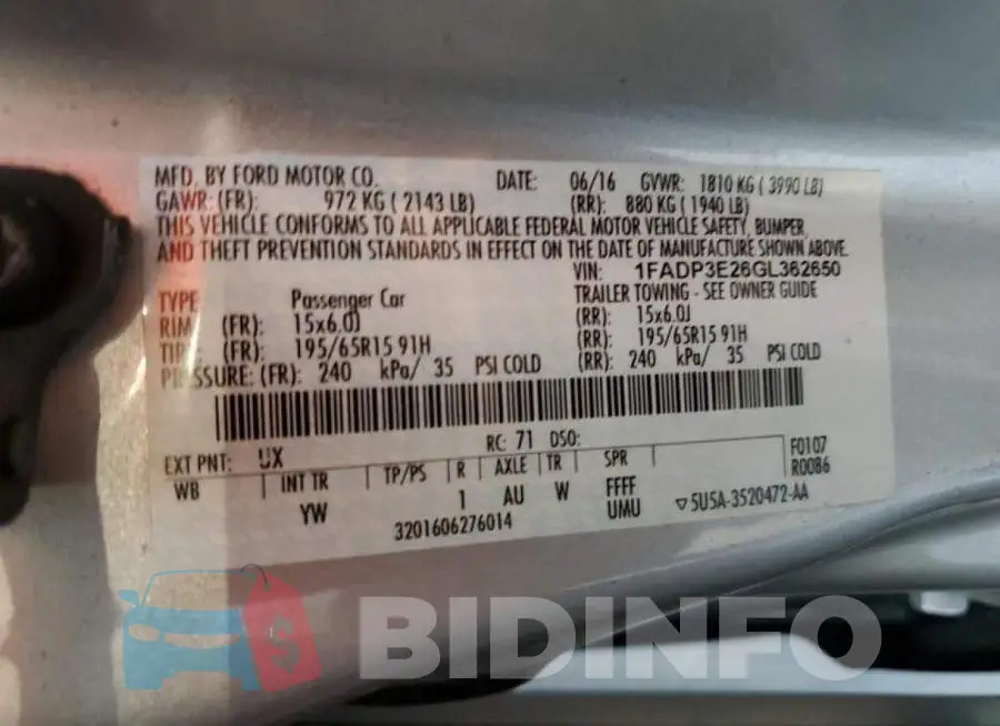 1FADP3E26GL362650 Photo# 10