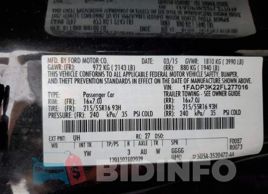 1FADP3K22FL277016 Photo# 13