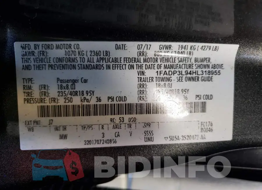 1FADP3L94HL318955 Photo# 10