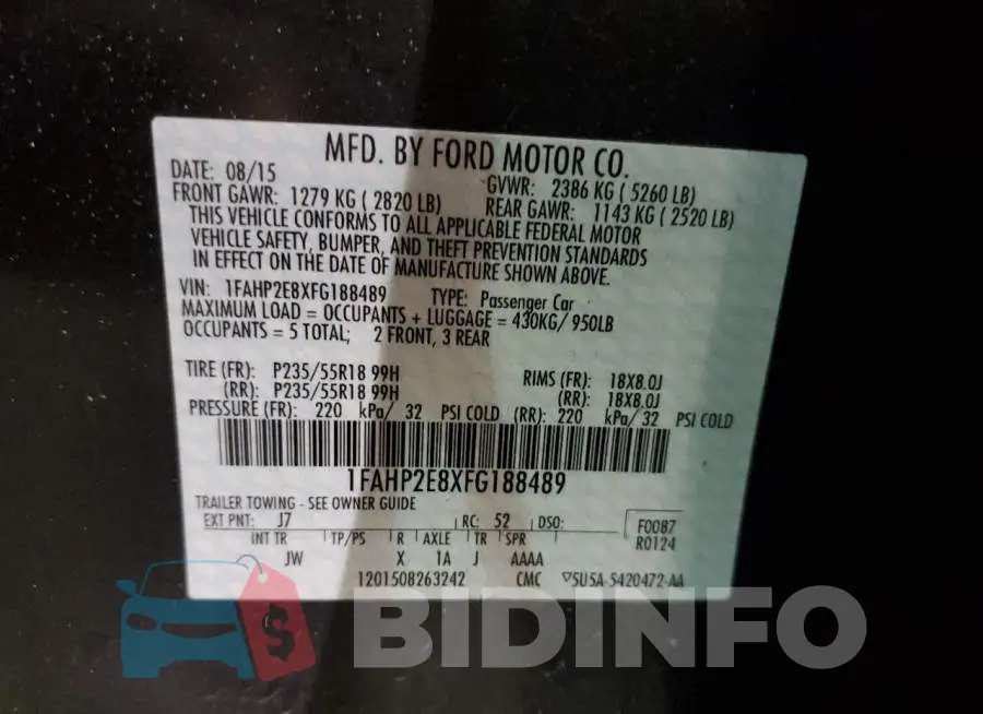 1FAHP2E8XFG188489 Photo# 12