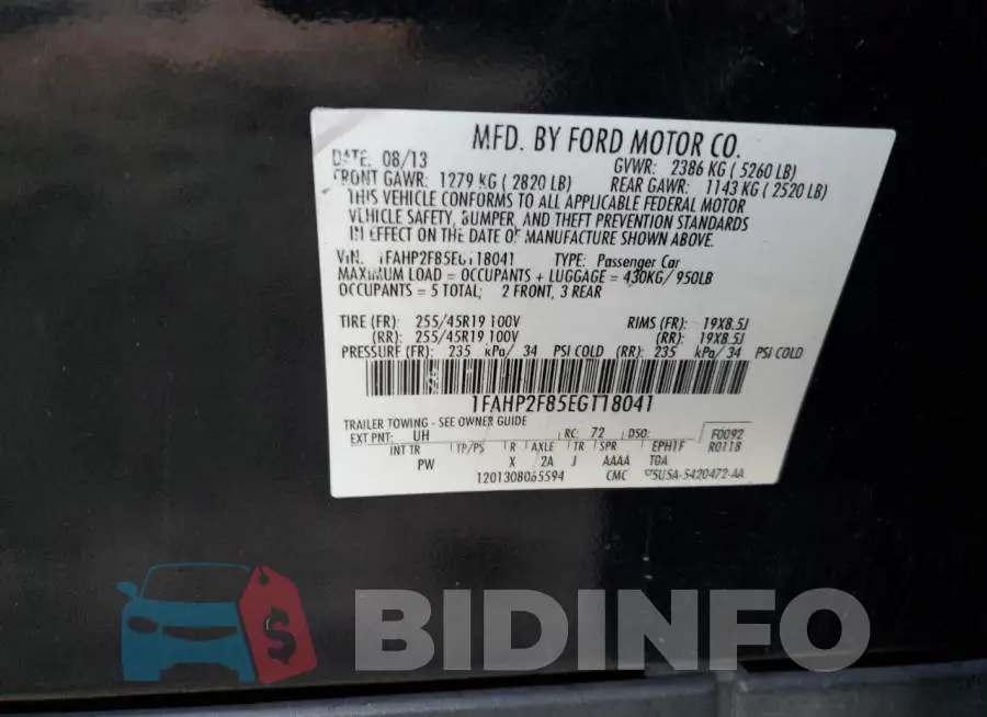 1FAHP2F85EG118041 Photo# 12