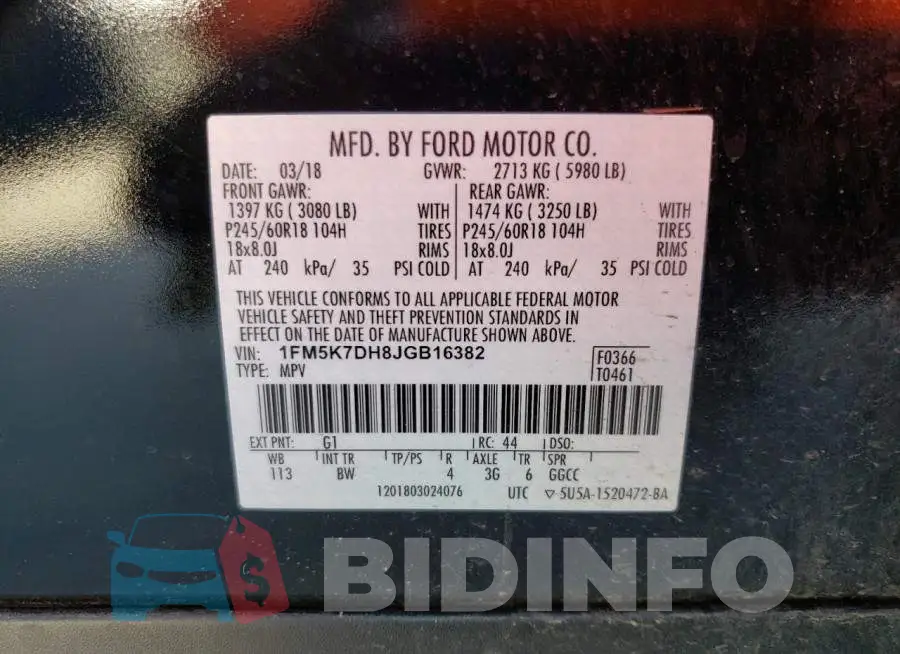 1FM5K7DH8JGB16382 Photo# 10