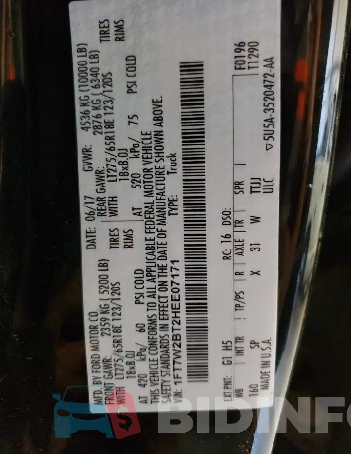 1FT7W2BT2HEE07171 Photo# 13
