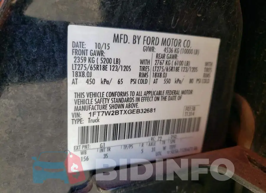 1FT7W2BTXGEB32681 Photo# 12